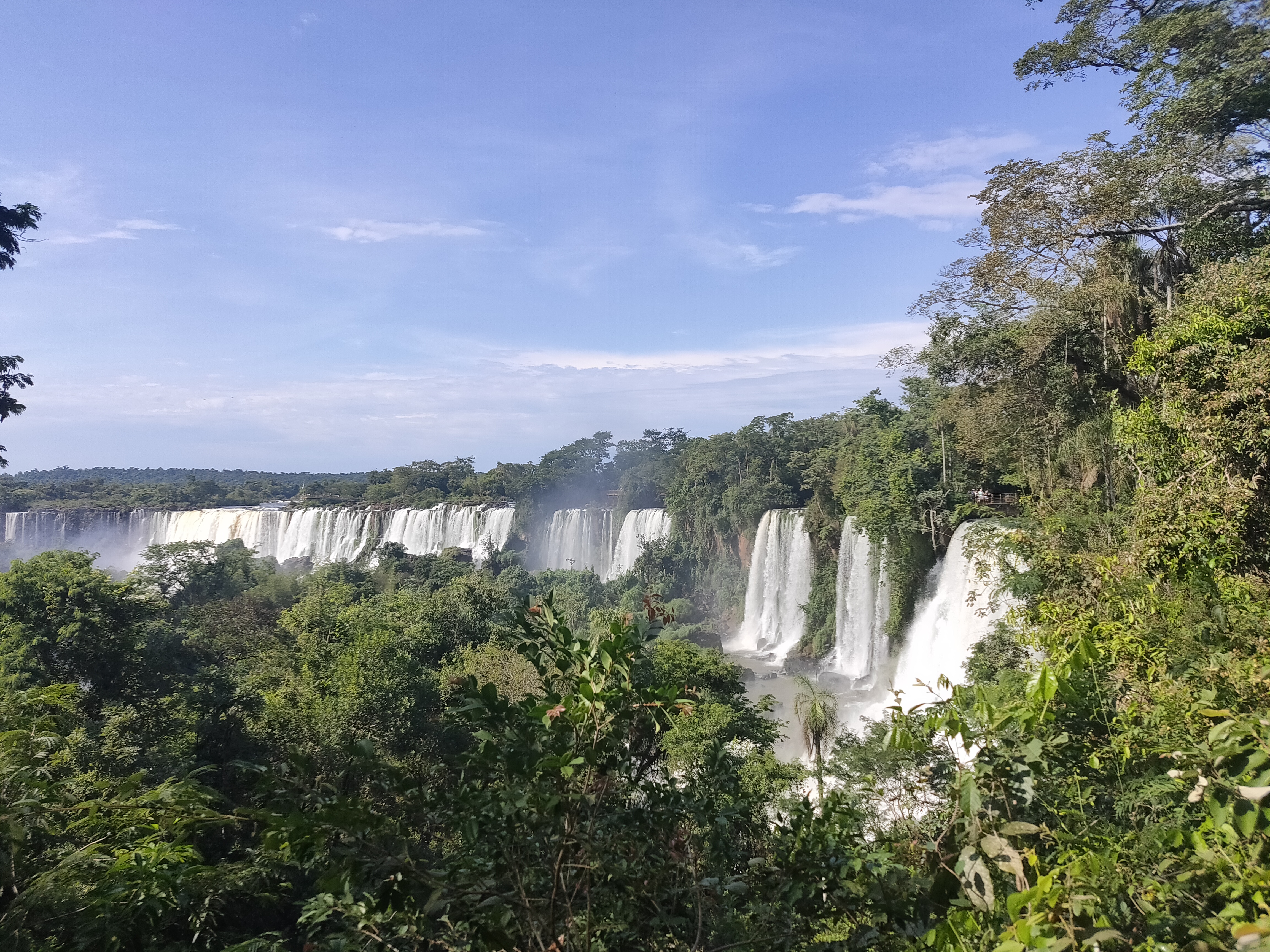 アルゼンチン側から望む緑に囲まれたイグアスの滝の全景
